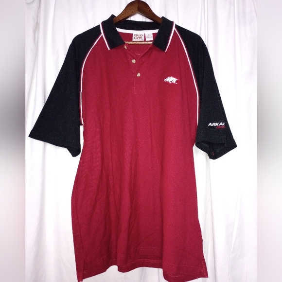 NWOT Arkansas Razorbacks Embroidered Men's Polo Shirt Red Oak XL Football Sports - Picture 1 of 6